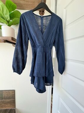 Navy Plaid ruffle romper